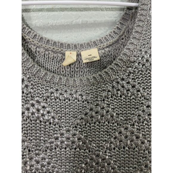 Moth Tank Top Womens M Silver Anthropologie Sana Open Sweater Knit Metallic Foil - Picture 2 of 7